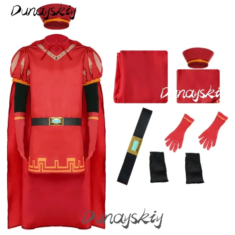 20262026 122026 11Lord Farquaad Cosplay Costume Set Wig Hat Medieval Knight Clothes Red Cape Cloak Black Hair Roleplay Costumize - view 5