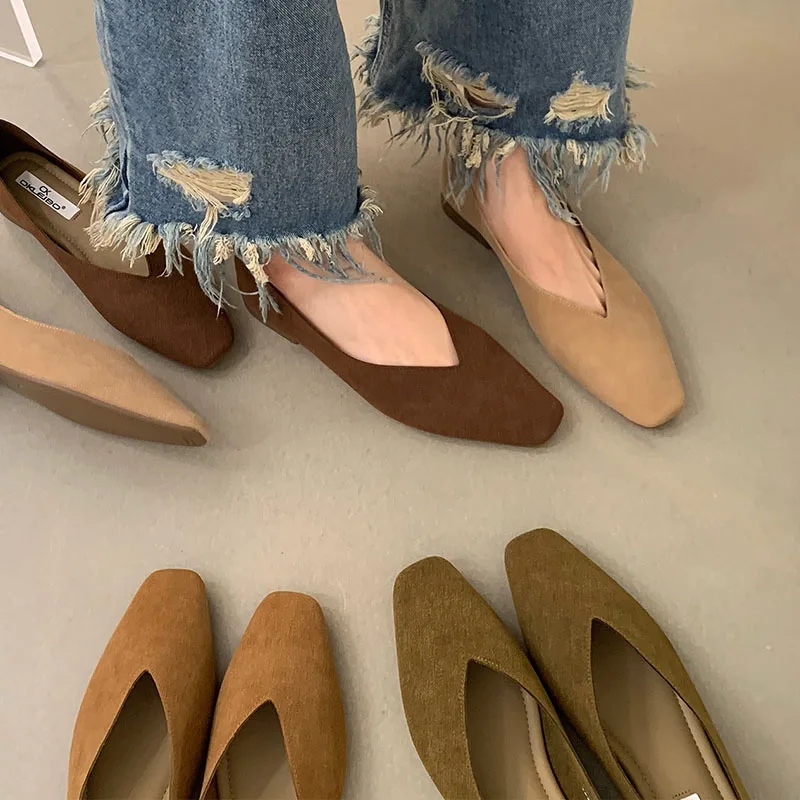 New Women Flat Shoes Fashion Shallow Slip On Ladies Elegant Ballerinas Shoes Soft Flat Heel Outdoor Casual Mary Jane Shoes