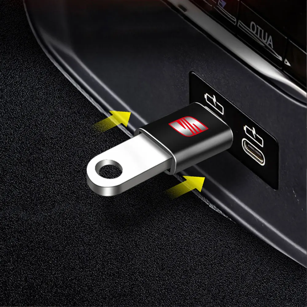 Car Type-C To USB 3.0 Interface Mini Converter Charging Adapter Seat Cupra Badge For Seat Cupra FR Racing Ibiza Leon Ateca Exeo