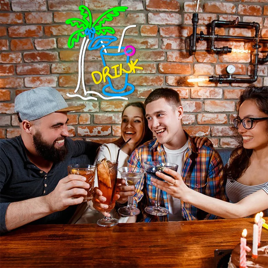 Drinks Neon Sign Cool Cocktail Glass LED Sign Art Lights for Wall Decor,Neon Signs for Bar, Pub Party,Night Club,Man Cave,Shop view 5