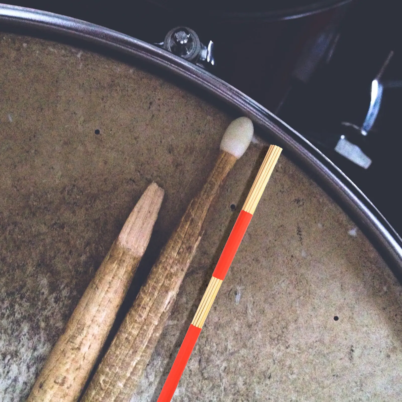 1Pair Wooden Rod Drum Brushes Sticks Red Comfortable Smooth Surface High Quality Jazz Folk Music Low Volume Drum Tools