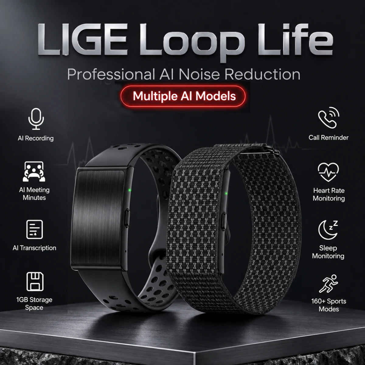 1gb-storage-ai-recording-bracelet-voice-recorder-ai-transcription-heart-rate-monitor-160-sports-modes-call-reminder-wristband