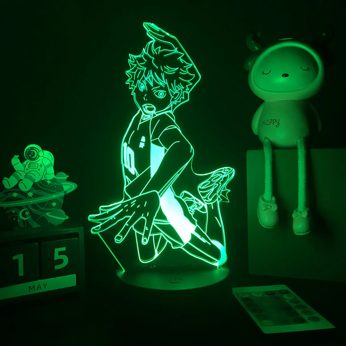 Acrylic 3D Night Light Anime Haikyuu Shoyo Hinata Figure for Kids Bedroom Decor Acrylic Stand Cool Manga Gadget Child Table Lamp