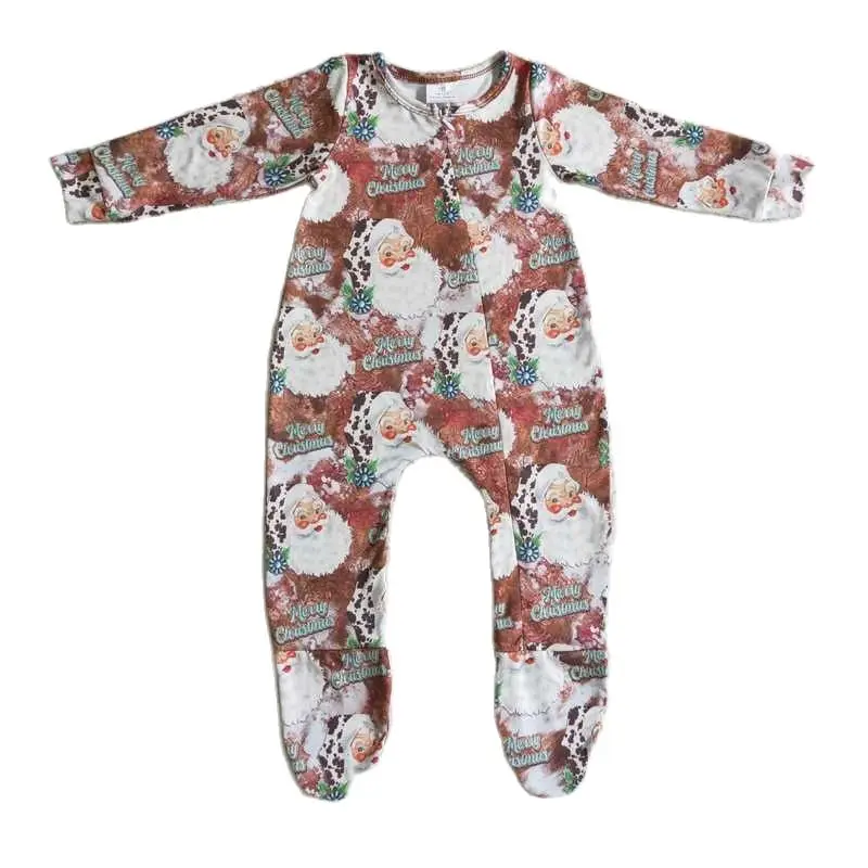 Santa Brown Long Sleeve Onesie