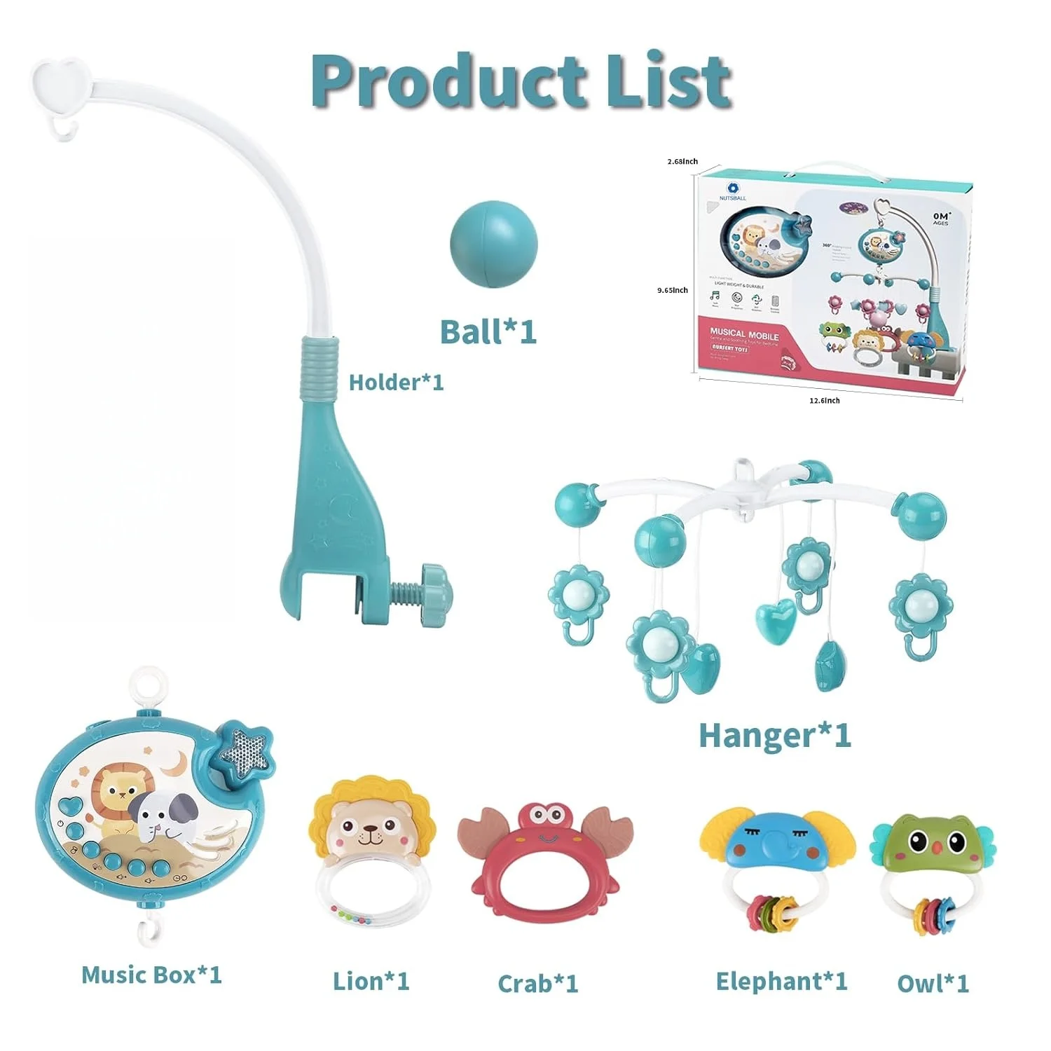 Zabawka do łóżeczka dla noworodka, dzwonek, grzechotka, pilot zdalnego sterowania, projektor świetlny, muzyka, grzechotka przy łóżeczku dla niemowląt, zabawki edukacyjne dla dzieci w wieku 0-1 lat