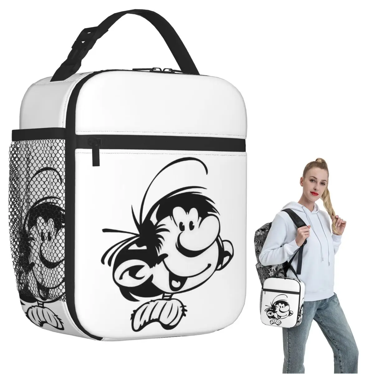 

Термосумка для обедов Gaston Lagaffe Big Ben Head для женщин и детей, портативная термосумка для еды, термосумка-тоут