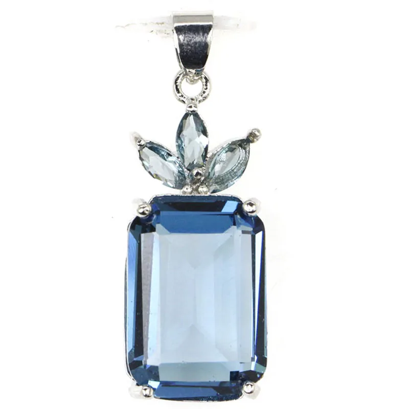 Buy 3 Get 1 Free 32x13mm Beautiful Green Peridot London Blue Topaz Ladies Daily Wear Silver Pendant