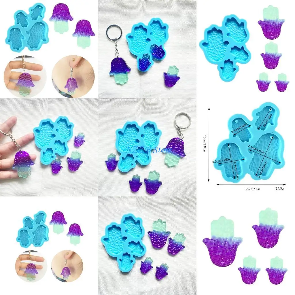 

T21F серьги-амулеты с ладонями, очаровательные формы из смолы с отверстиями, 4 полости, ручное литье Фатимы