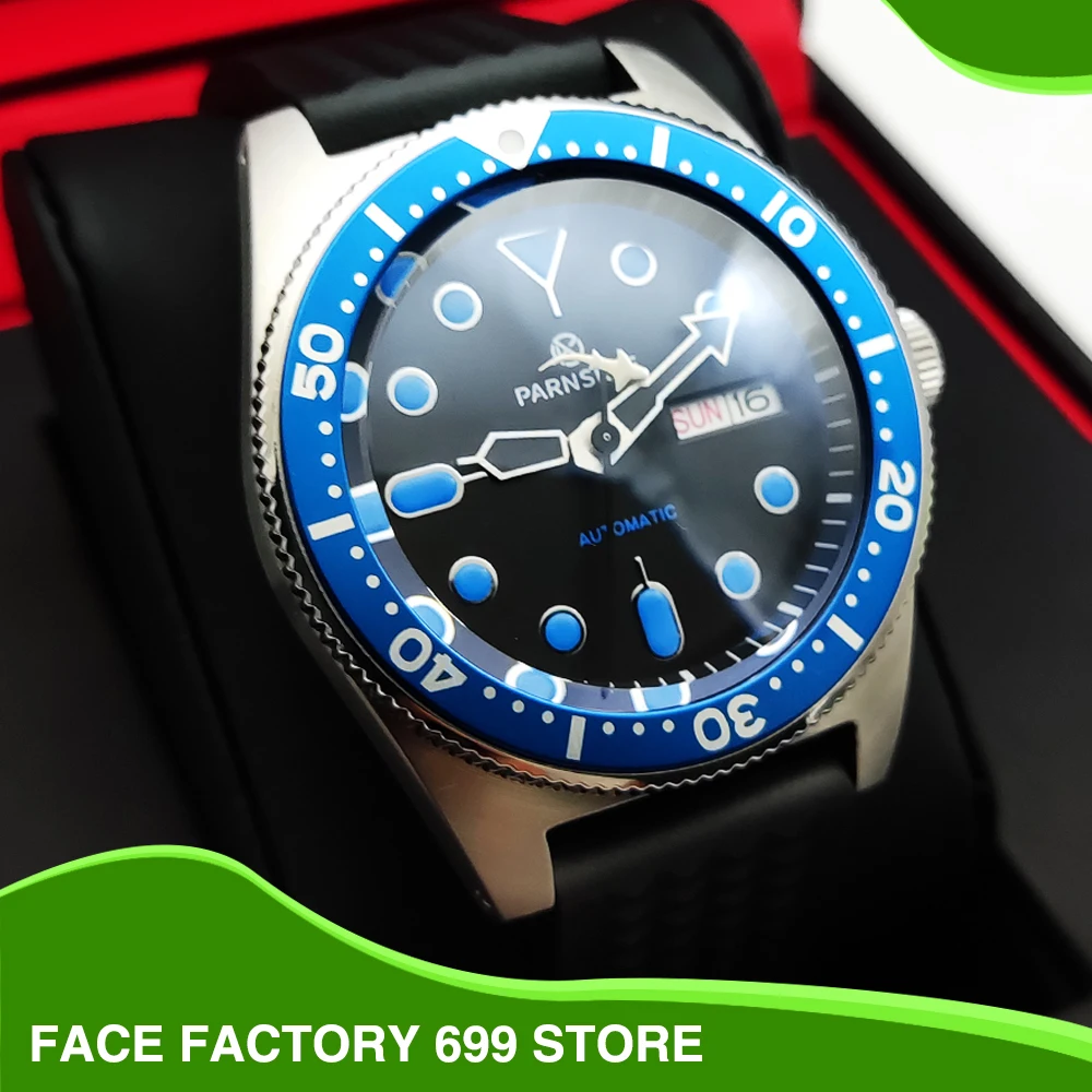 

PARNSRPE-Blue Men's Watch Japan NH36 Super Bright Luminous Sapphire Brushed Stainless Steel Waterproof Watch