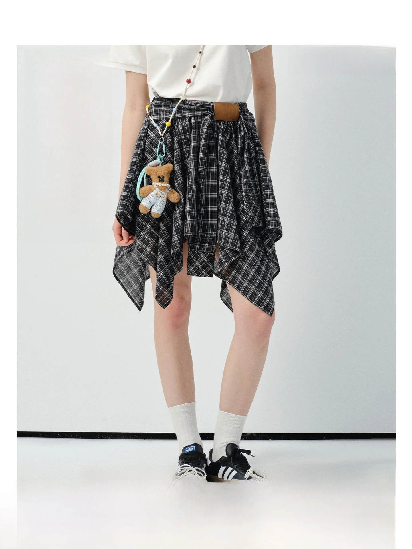 

Асимметричная юбка Vega Chang с высокой талией, свободного кроя, в черно-белую клетку, для женщин, весна-лето, новинка