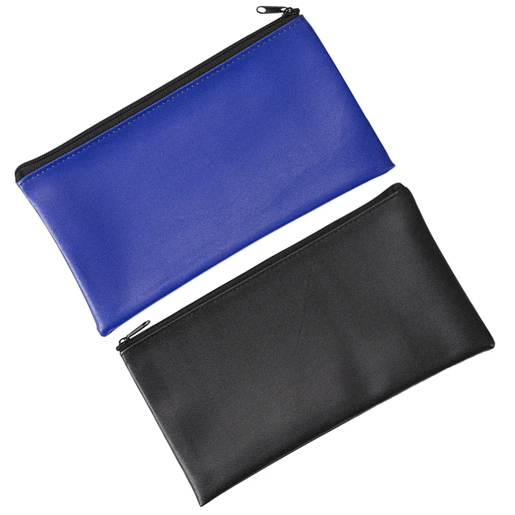 2 Pcs Waterproof Deposit Bag File Organizer Zipper Pouch Receipt Cash Folder Pouches Documents Bags with Office