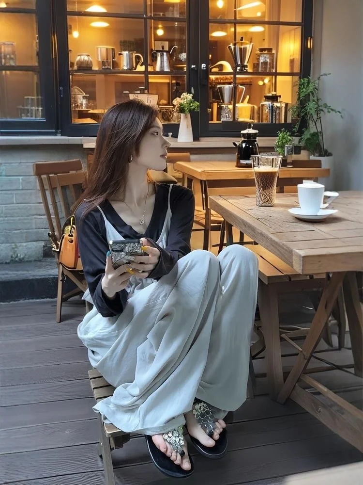 

Летний модный белый комбинезон с нагрудником больших размеров, женский цельный комбинезон свободного кроя, повседневный длинный свек, круглый цвет Ne