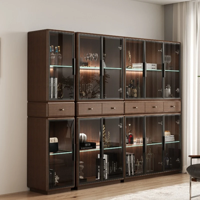 

New retro glass high-end display Living room against the wall Household small combined Figure