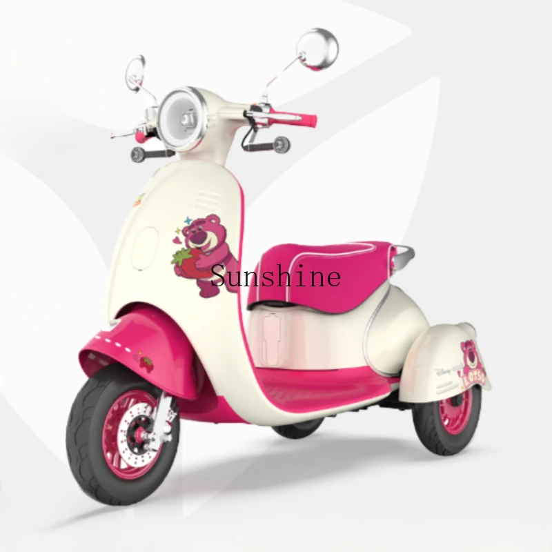 Cute strawberry bear electric tricycle long battery life electric car battery car