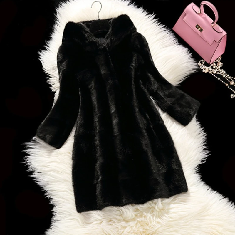 Imitation Fur Slim Fitting Mink Jacket Long Imitation Fox Fur Grass Jacket for Women