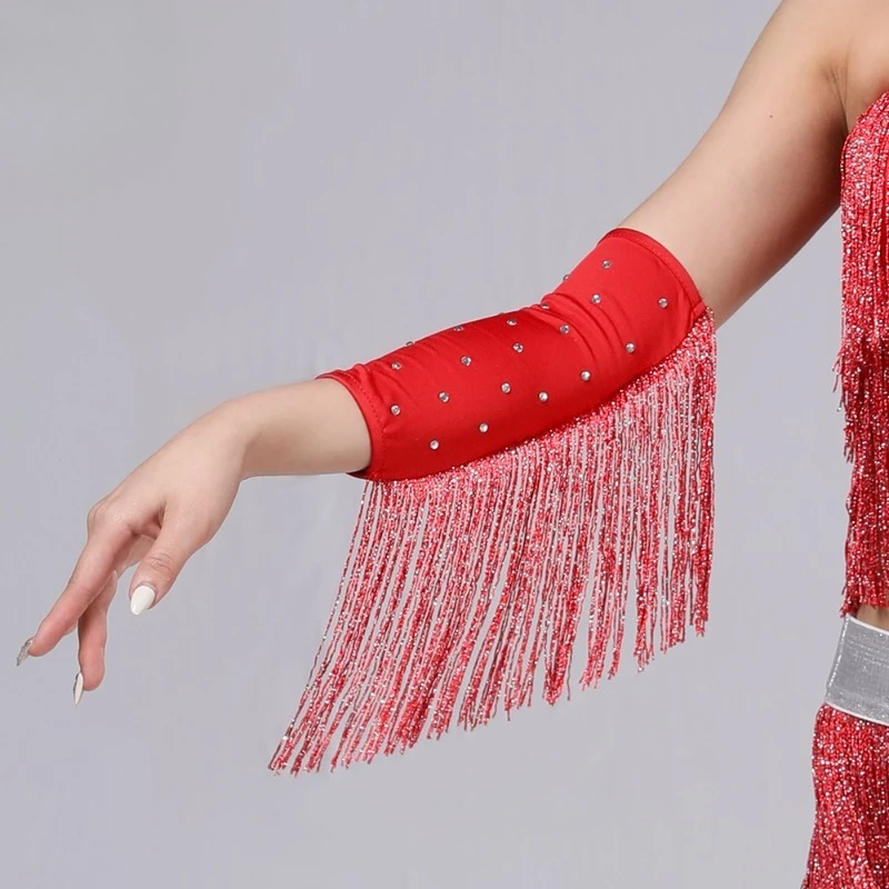 ハンドスリーブとジュエリー ラテンダンス服 手袋 ホットダイヤモンド フリンジスリーブ ダンス服 練習用パフォーマンス服