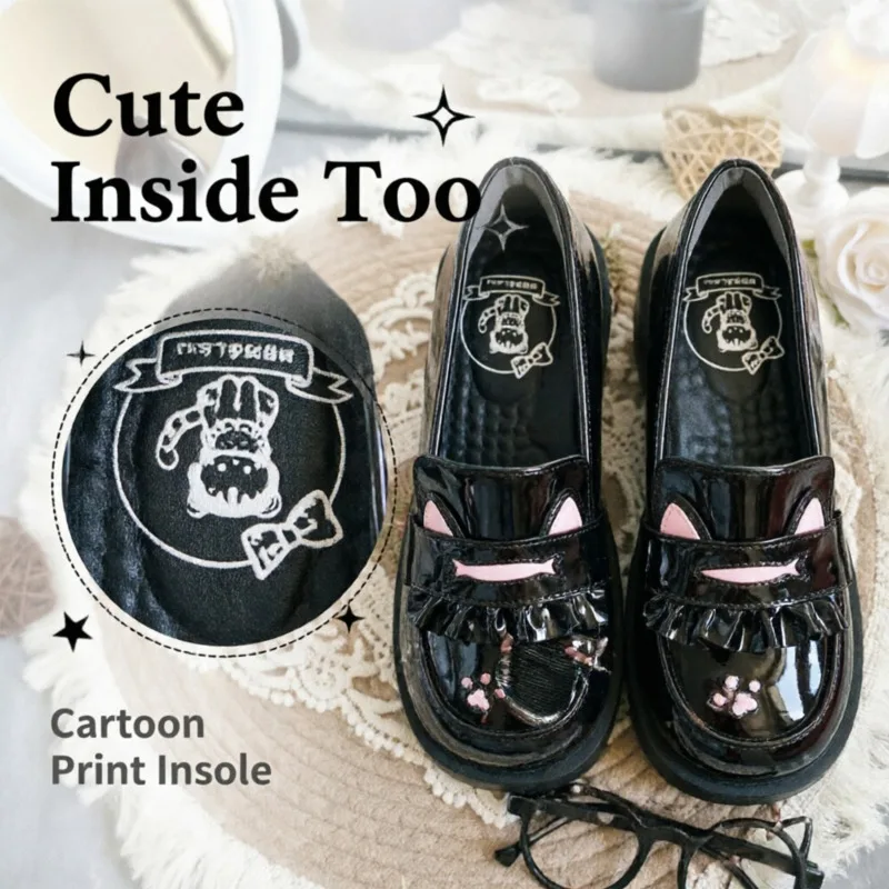 Lolita Shoes Patent Leather Slip On, JK Uniform Shoes Soft Sole Women, Loafers Cute Student Flats Cosplay Mary, Jane Shoes Girls