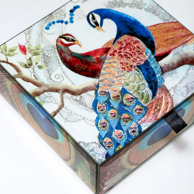 

Glass Mirror Jewelry Storage Box Case High Sense Ornament Packaging Container, Christmas, Birthday, Decoration Gift
