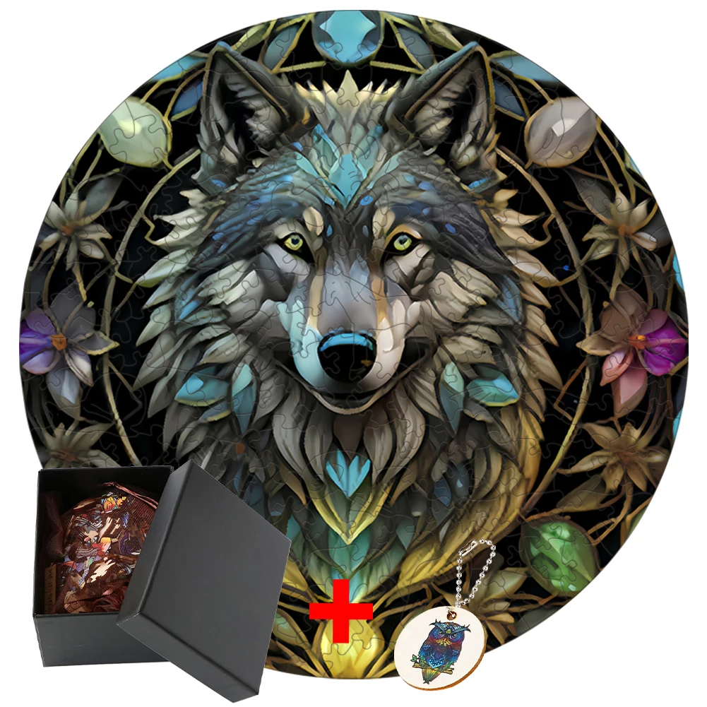 

Wolf Educational Games For Children Puzzle Animals Wood Irregular Jigsaw Wooden Puzzle Adults Kids Toys Model Kit Game Boy Diy