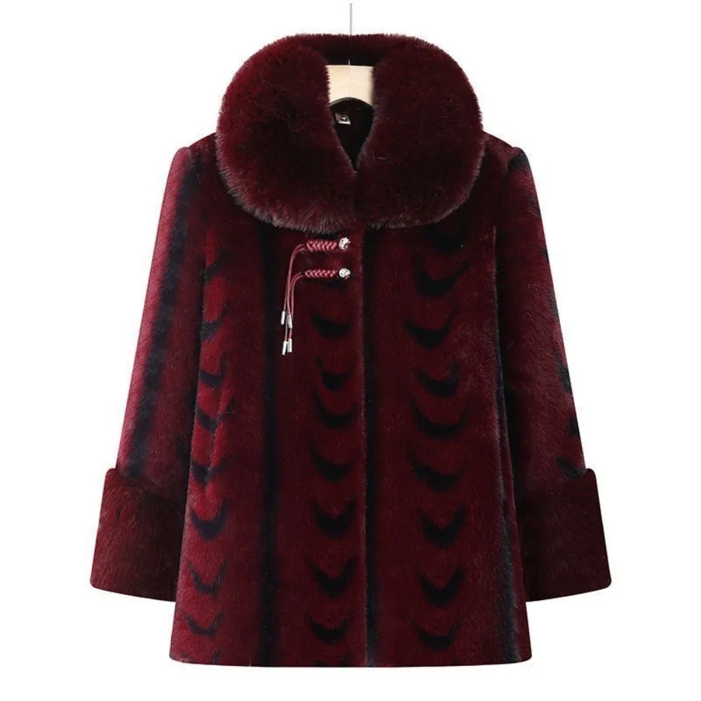 Maman vêtements d'hiver velours vison épaissi manteau chaud à la mode grand-mère imitation cuir manteau vêtements d'âge moyen et âgés