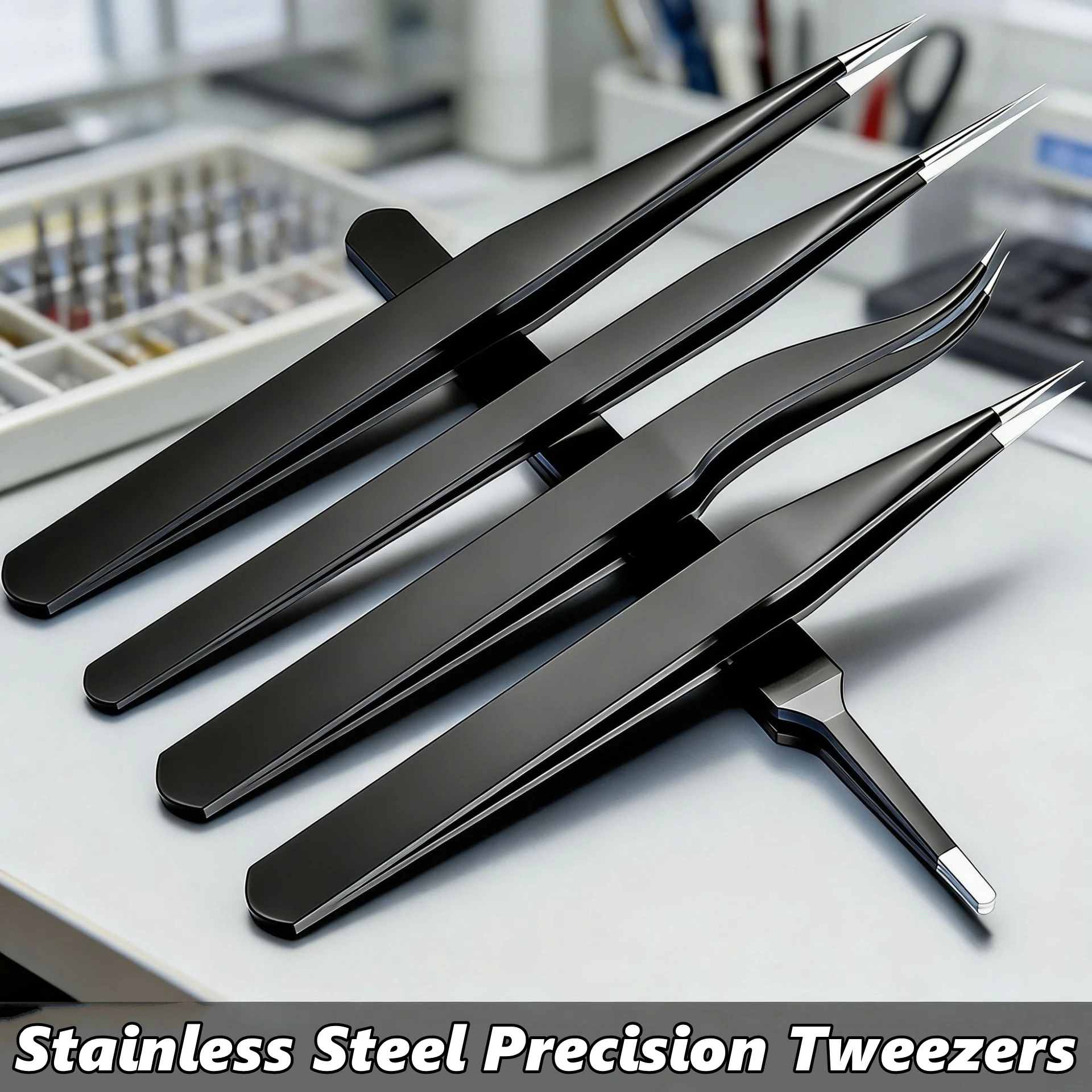 ESD Anti-Static Stainless Steel Tweezers Precision Maintenance Industrial Repair Curved Tool Home Working Model Making Hand Tool