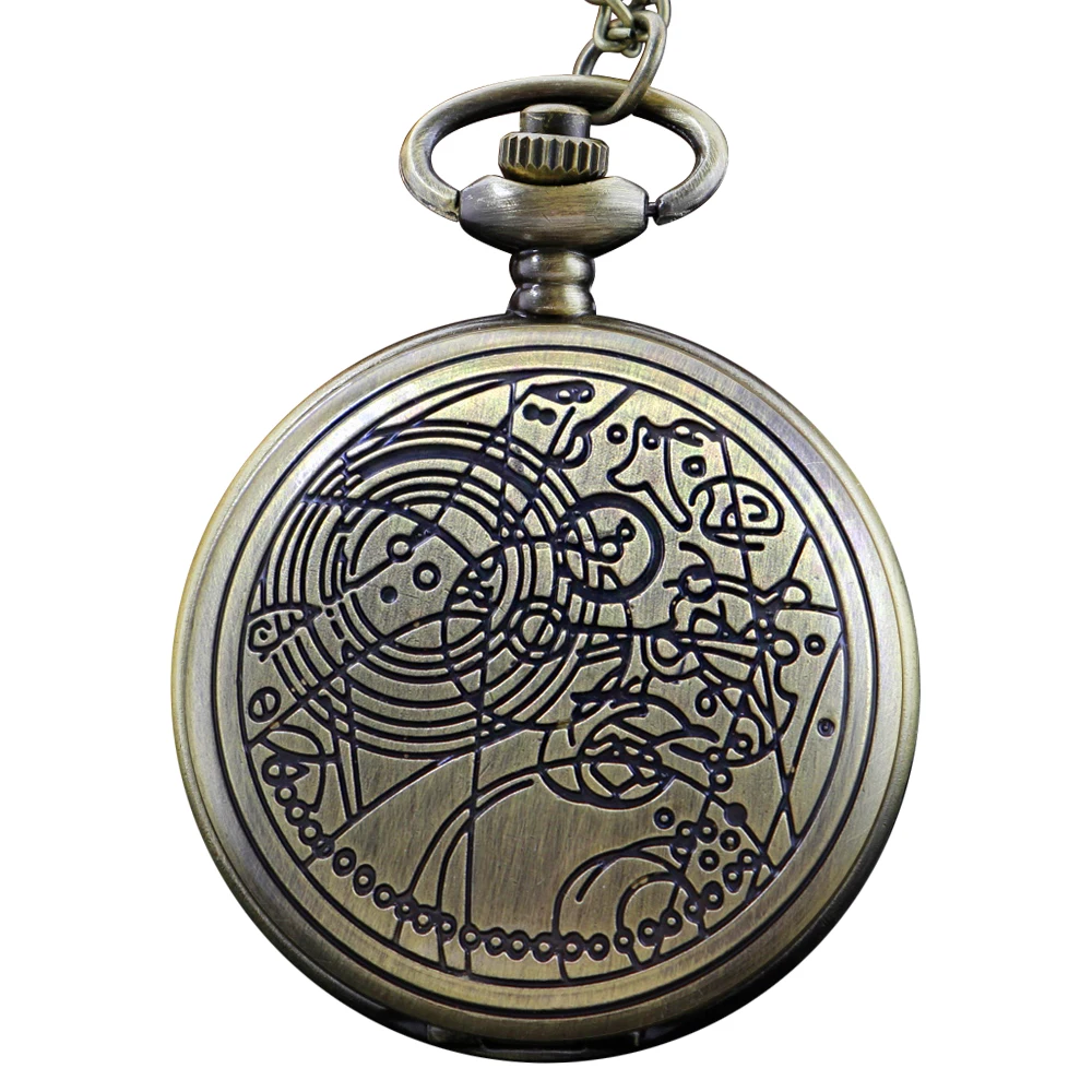 Reloj de bolsillo de cuarzo con piedras preciosas misteriosas de bronce para hombres y mujeres, colgante de collar nostálgico de moda, regalo para Doctor Strange