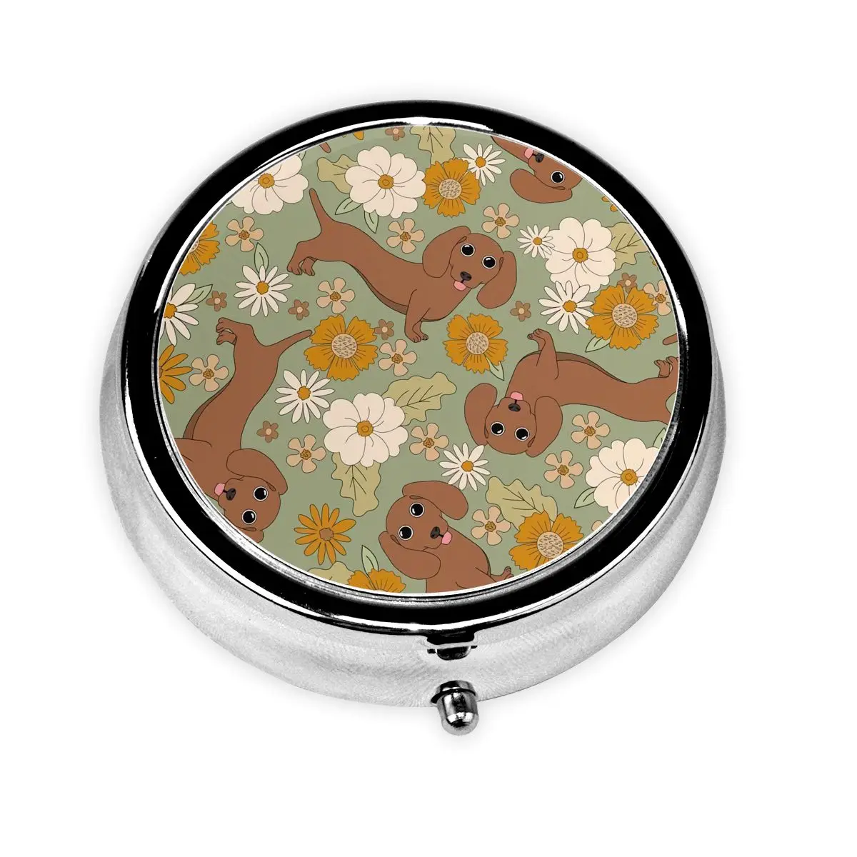 

Colorful Dachshund Dog Mini Portable Pill Case for Purse Badger Sausage Puppy Medicine Storage Case Pill Box For Travel