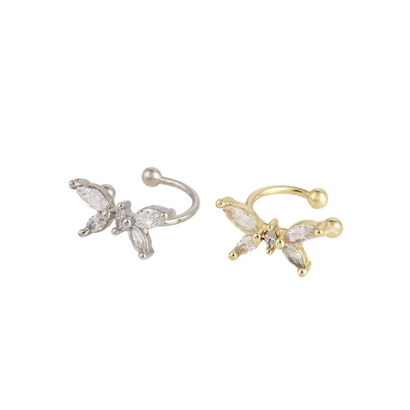 Pendientes de mariposa de circón Simple personalizados para mujer, pendientes frescos y dulces sin Piercing, venta al por mayor, Ventas Directas