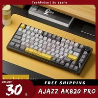 AJAZZ AK820 Pro Gamer Keyboards 2.4G Wireless Tri Mode Screen Multifunctional Knob Mechanical Keyboard Custom Game Accessories