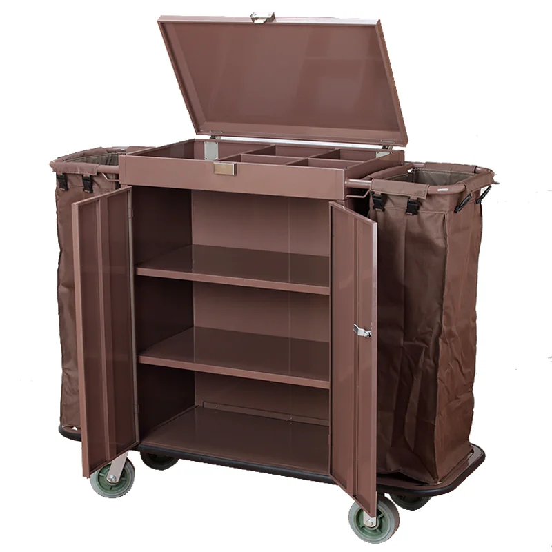 Service vehicle with door and cover, linen cart, thickened hotel room entrance cart, work cart, hand, cleaning