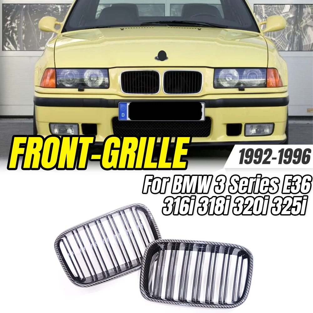 

For BMW 3 Series E36 316i 318i 320i 325i 1992-1996 Glossy Black Double Line Kidney Grill,Car Styling Upgrade Parts & Accessories