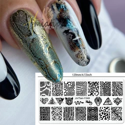 Animal Image Snake Leopard Nail Art Templates Snake Design Stamping Plate Animal Stencil Printing Manicure Mold Tool
