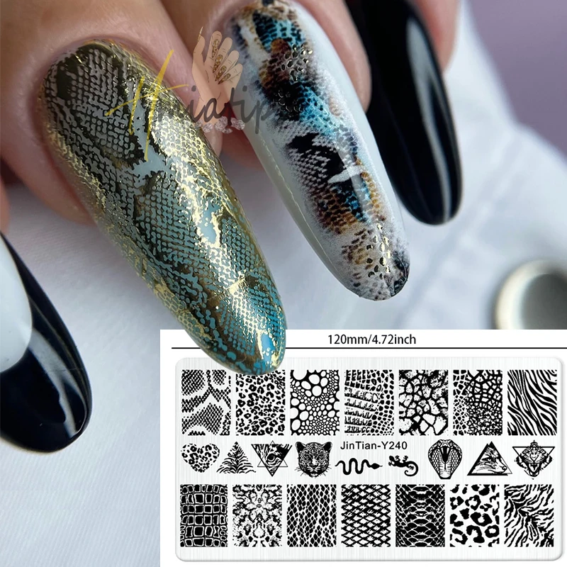 Animal Image Snake Leopard Nail Art Templates Snake Design Stamping Plate Animal Stencil Printing Manicure Mold Tool
