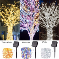 1pc Solar-Powered LED Fairy Lights Waterproof Copper Wire String Lights for Outdoor Garden Christmas Tree, Wedding Camping Decor