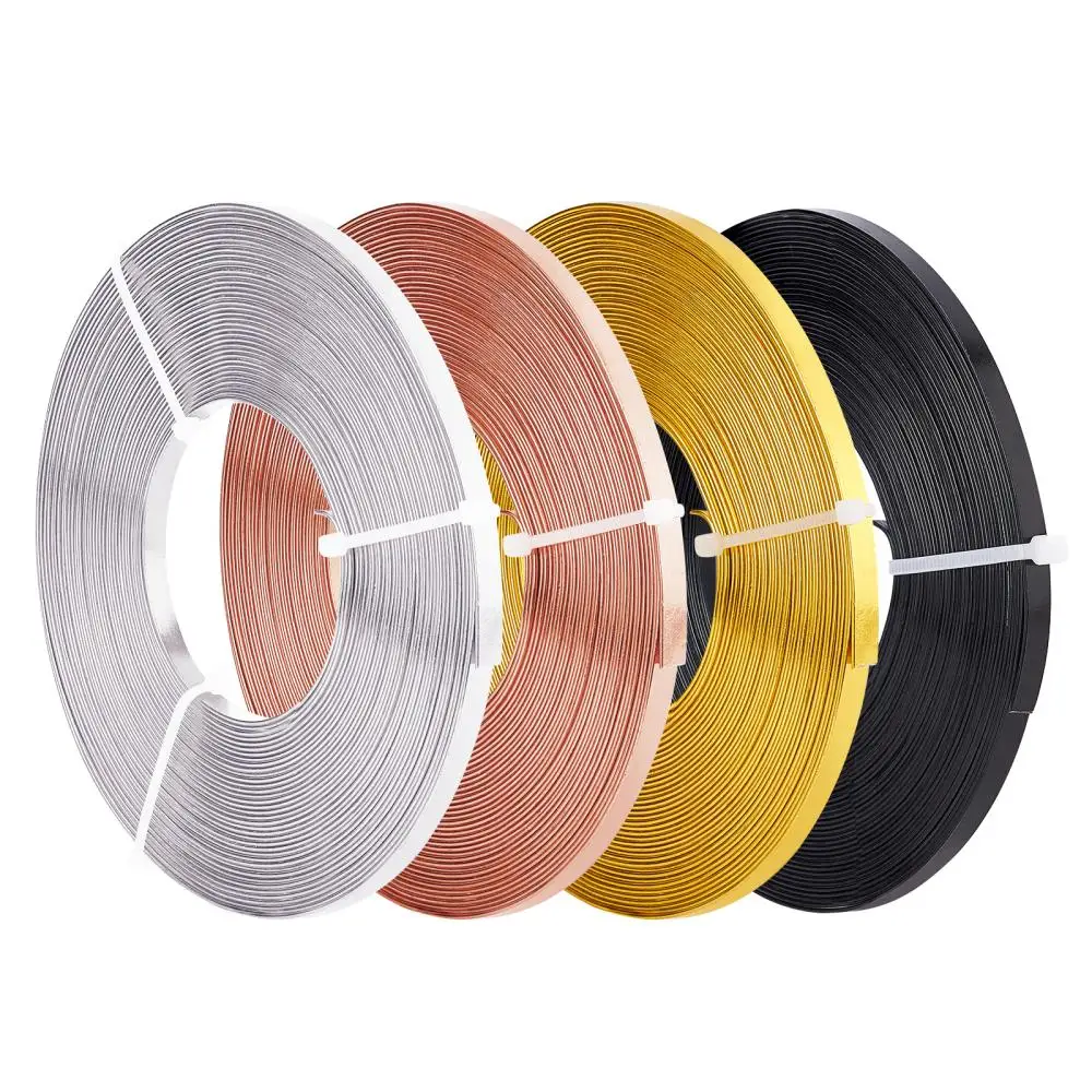 Flat Aluminum Wire for Bezel Sculpting Armature Jewelry Making Mixed Color 5mm about 32.8 Feet(10m)/roll 4 rolls