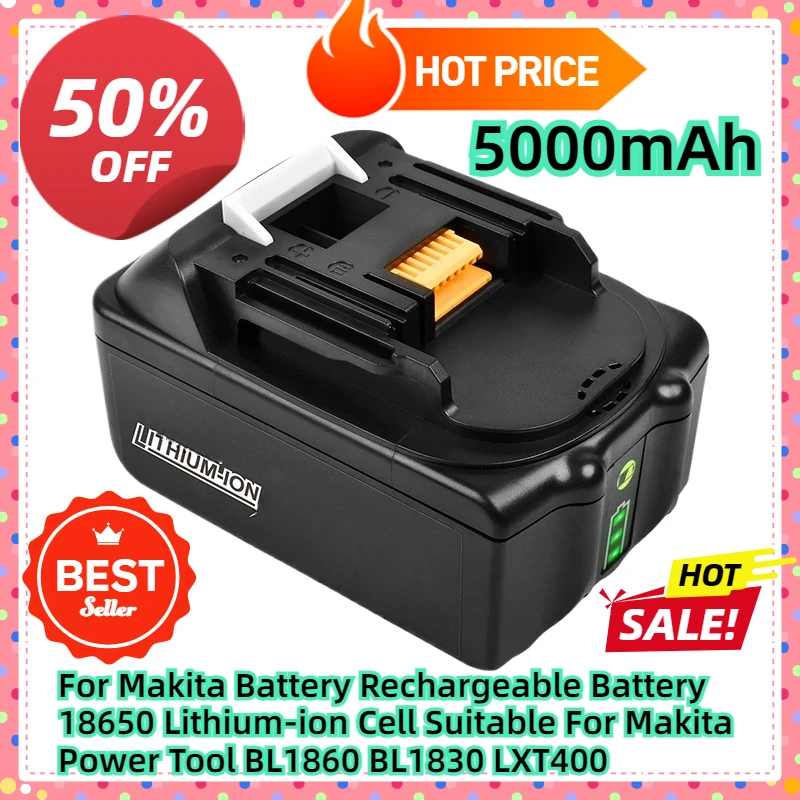 For Makita 18V Battery Rechargeable Battery 18650 Lithium-ion Cell Suitable For Makita Power Tool BL1860 BL1830 LXT400