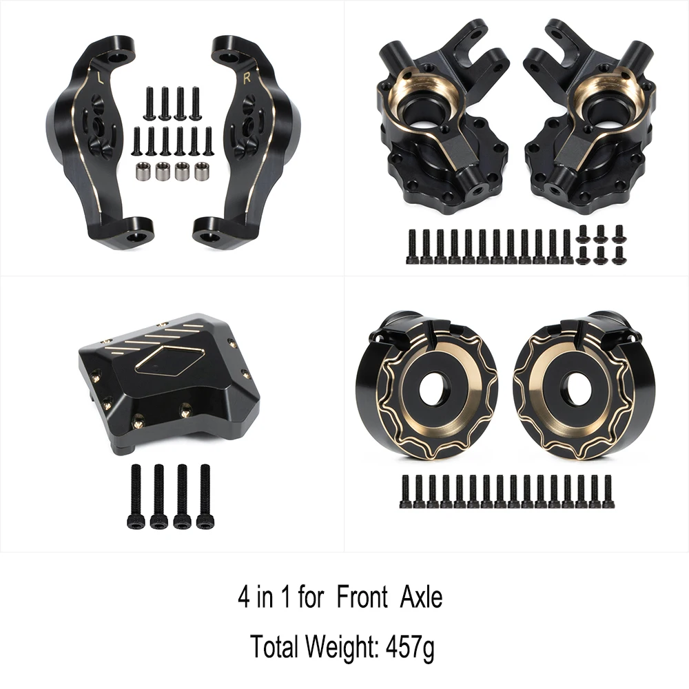 TRX4 Zwart Messing Gewicht Portal Asbehuizing Caster Blokken Diff Cover voor 1/10 RC Crawler TRX-4 Bronco TRX6 G63 Upgrade Onderdelen