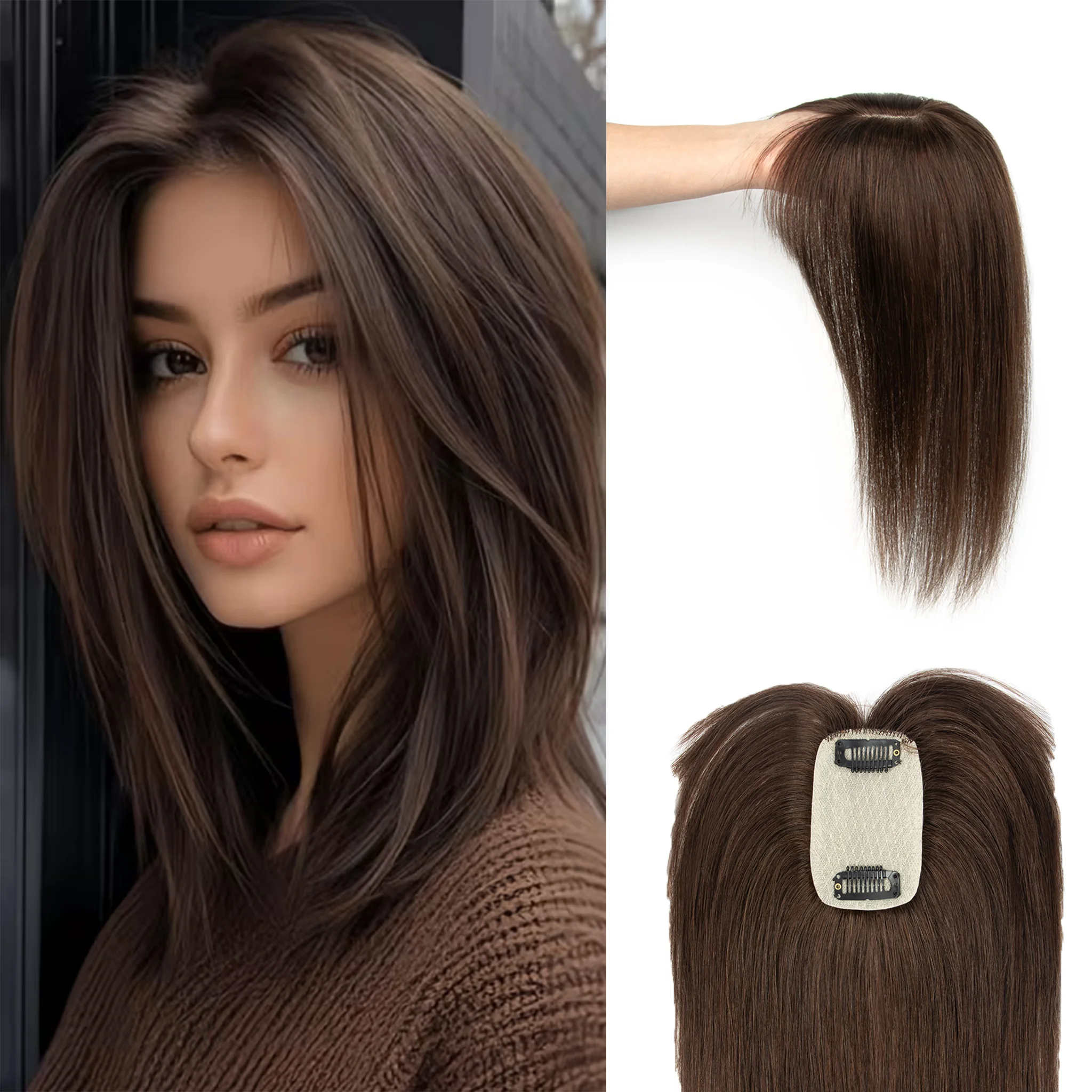 Prothèses capillaires en cheveux humains naturels pour femmes offrant une couverture à 360 degrés °   Couverture conçue pour les cheveux clairsemés avec des lignes de cuir chevelu réalistes améliorées
