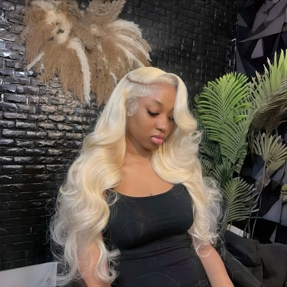 

Блонд-парик с волнистыми локонами и прозрачной HD-основой 13x4/13x6, из натуральных волос, 613, с предварительно выщипанной линией роста волос, для чернокожих женщин