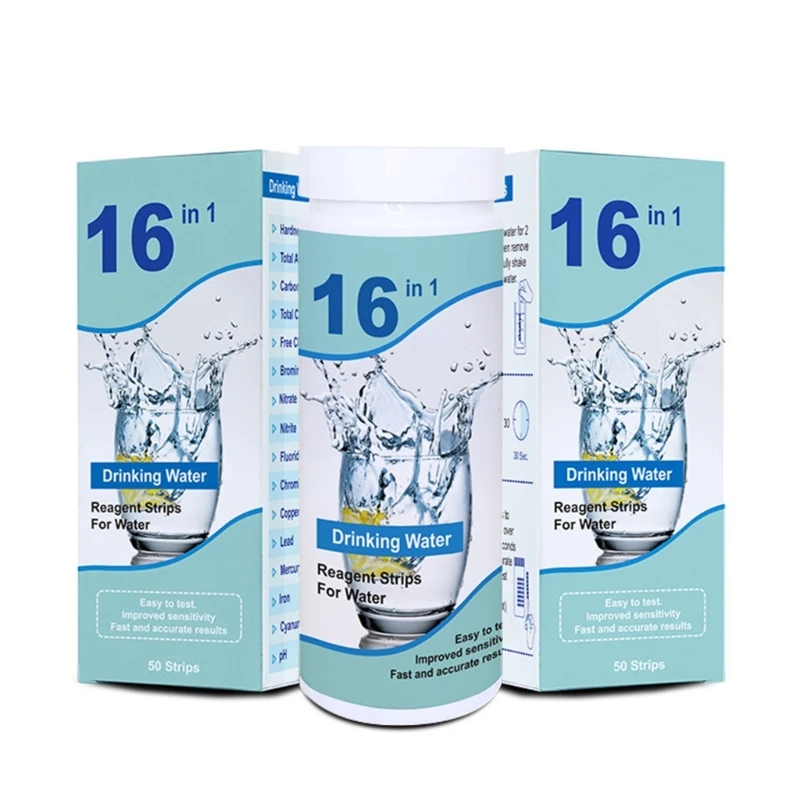 16 in 1 Drinking Water Test Kits High Sensitivity Test Strips detect-pH, Hardness, Chlorine, Iron,Copper-Nitrate