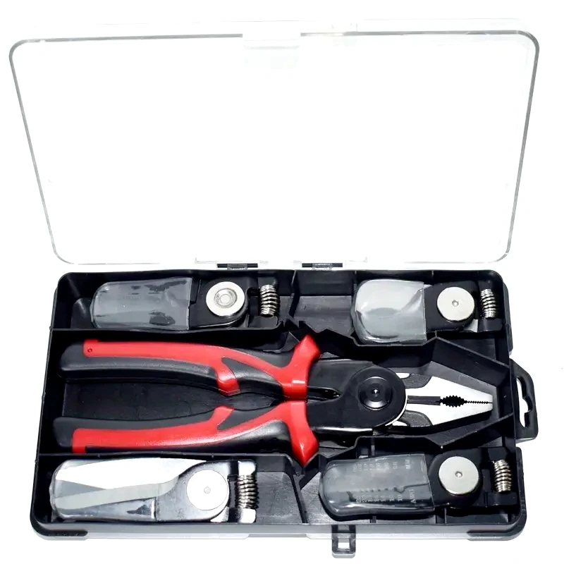 

5-in-1 Multifunctional Electrician Plier Set Steel Wire Wire Stripping Pliers with Interchangeable Head Tool Box Set Hard Case