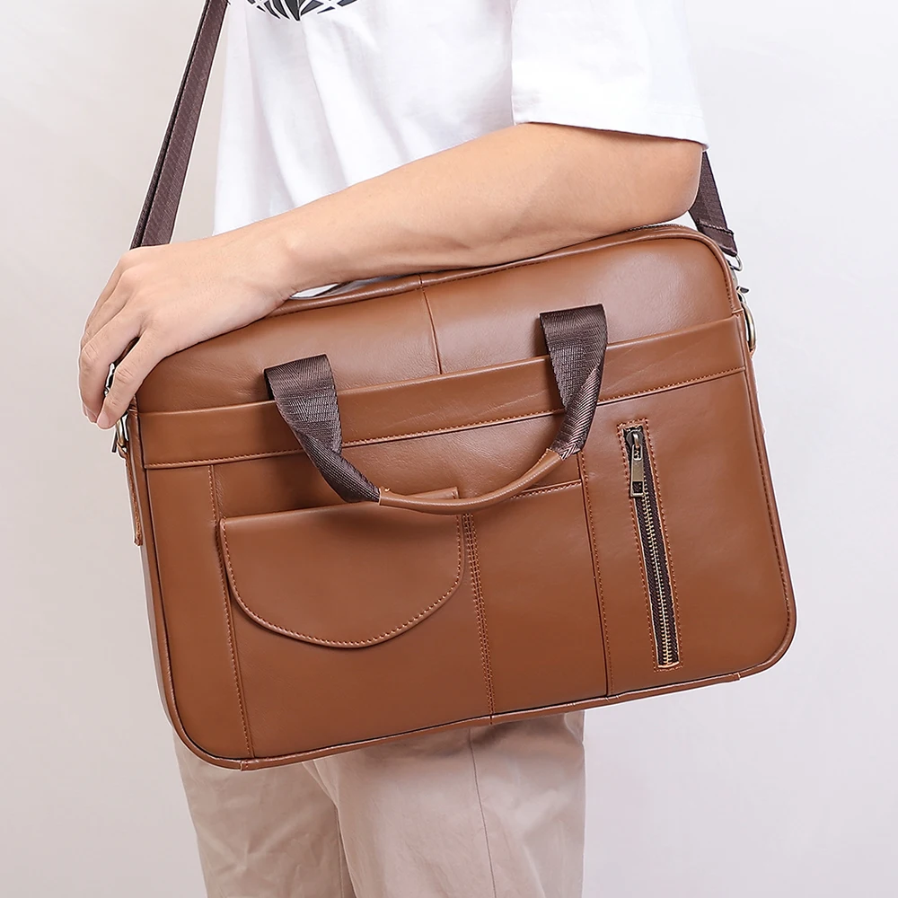 New computer handbag European and American retro leather crossbody shoulder bag men's briefcase business men's bag