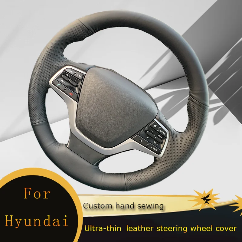 

DIY Car Steering Wheel Cover Non Slip Perforated Leather For Hyundai Elantra 4 2016 2017 Solaris 2017 Accent Car Accessories