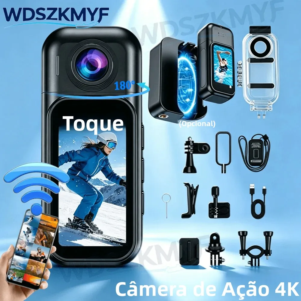 ミニ4kポケット磁気式pov-vlogカメラ-ポータブルボディチェストレコーダー-ワイヤレスwifi防水アクションカメラ-ヘルメット自転車スポーツ用