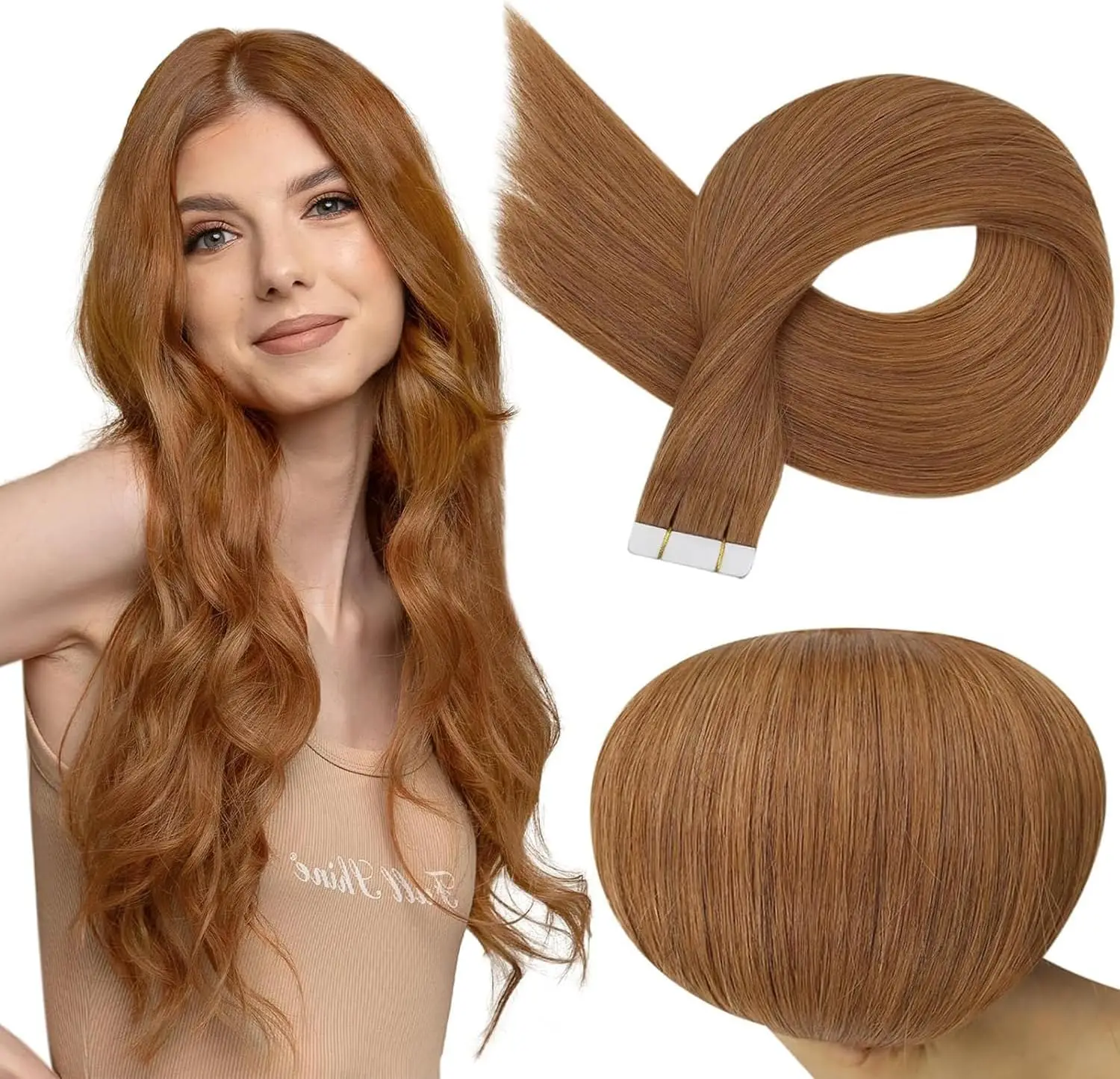 ผมต่อเทปแบบสำเร็จรูป 100% ผมแท้ ขนาด 12-26 นิ้ว พร้อมติดตั้ง  รวมเทปสองด้าน