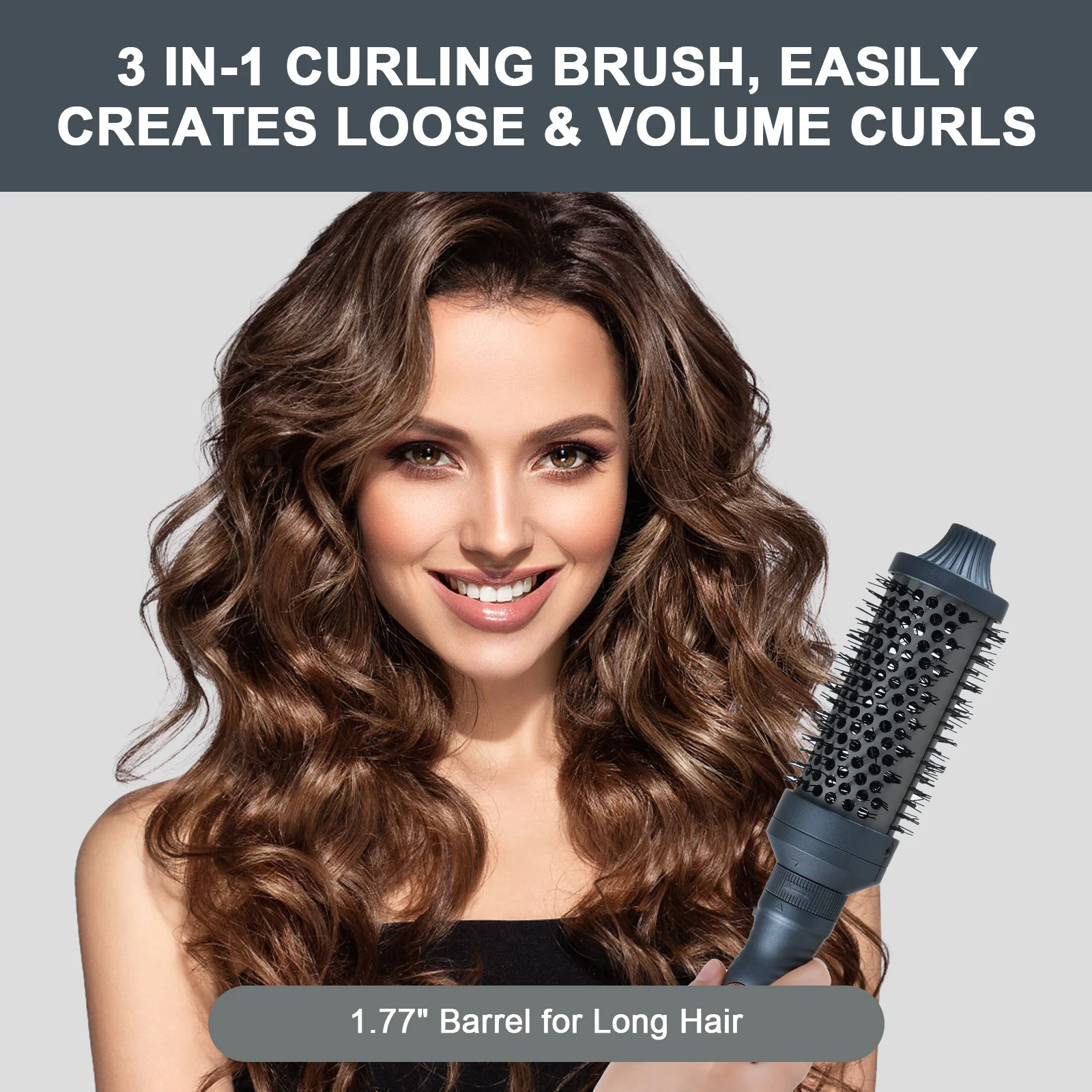 

Curling Brush Hot Air Brush Kit for Styling and Frizz Control with 3 Detachable Curling Brush Hot Air Styling Brush Curly Hair