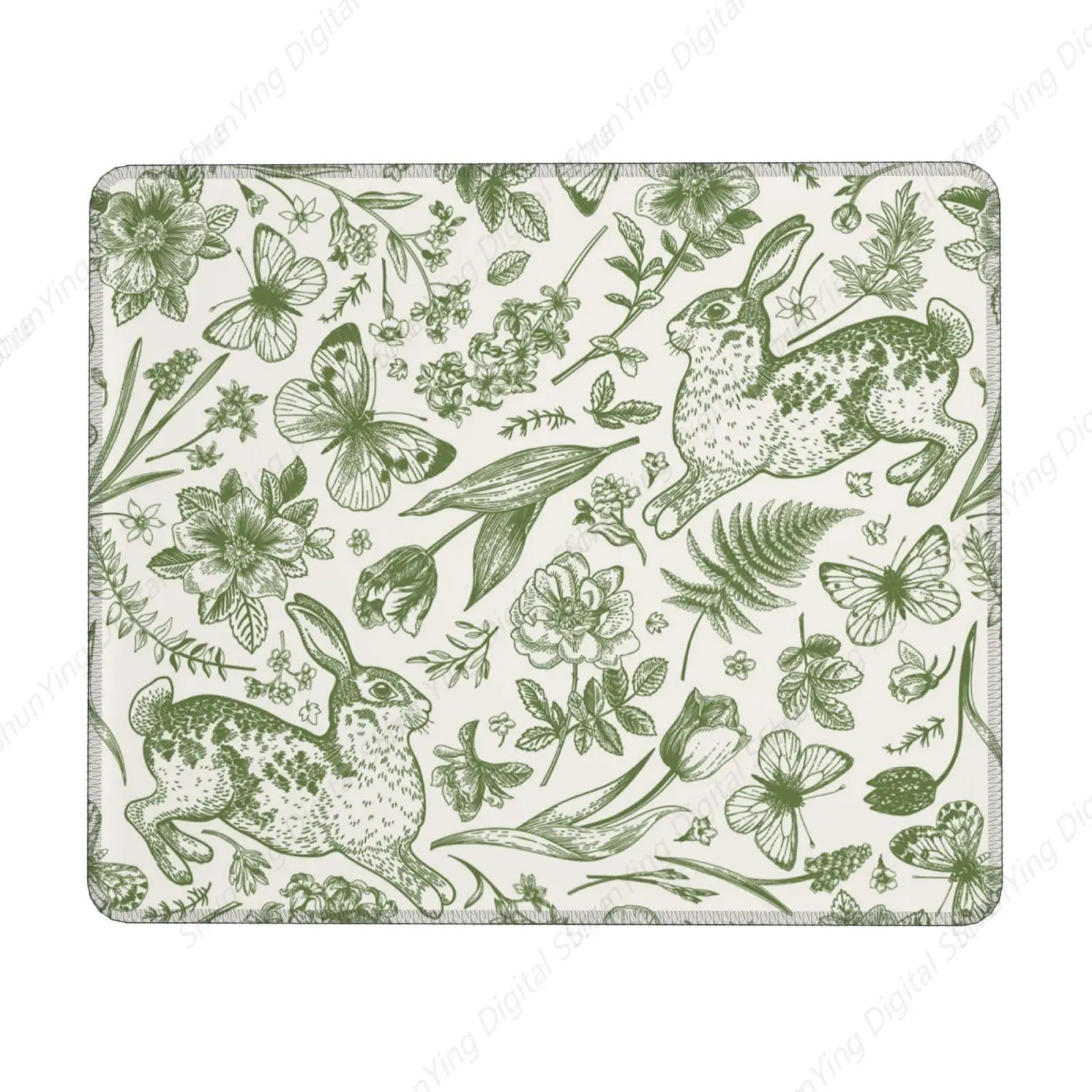 Tapete de mouse estampado floral verde e planta, mesa de escritório, mouse pad para jogos, antiderrapante 25*30cm