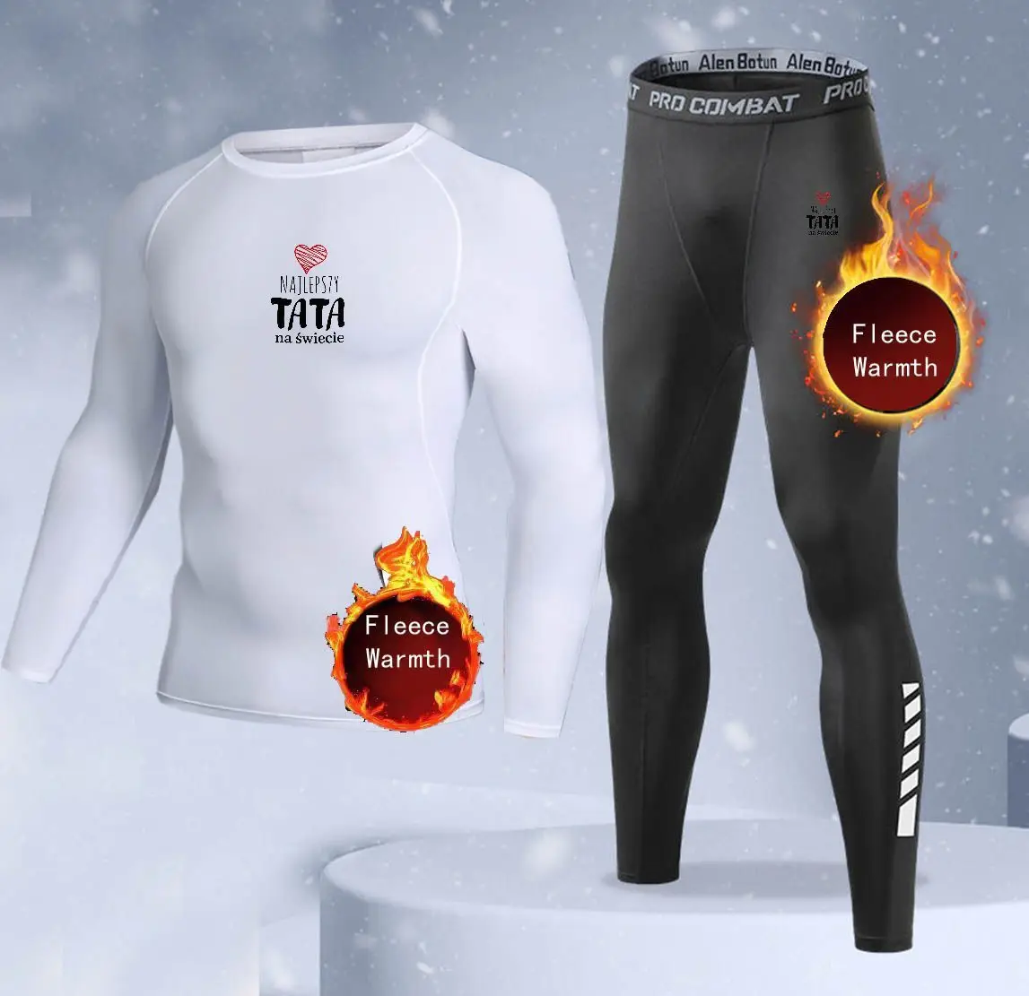 New 2-pieces Winter Warm Men Underwear Set Fleece Thermal Undershirts Long Johns Compression Tights Fitness Sports Tracksuit Set view 2
