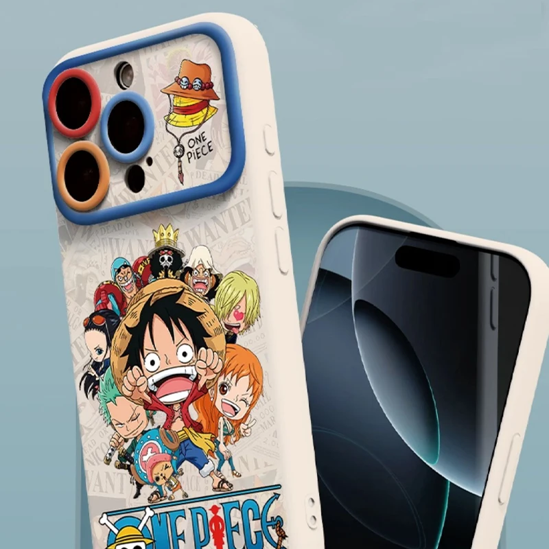 One Piece Luffy Phone Case for IPhone 18 17 16 Pro Max 15 14 13 12 Cartoon Shockproof Full Coverage Large Window Soft Back Cover
