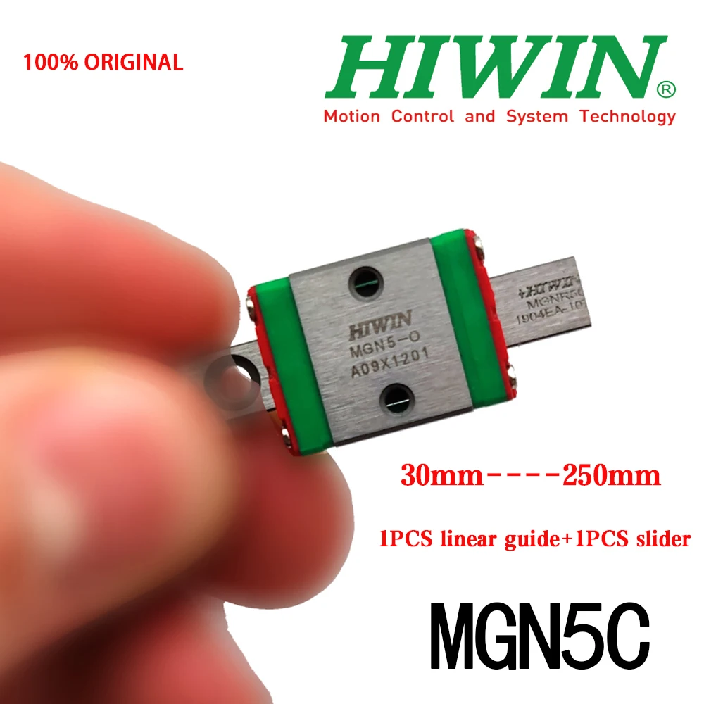 

Free Shipping HIWIN Genuine MGN5 Miniature Linear Guide Rail30-250mm+1pcs MGN5C Slider Block For 3D Printers and SLR Camera Lens